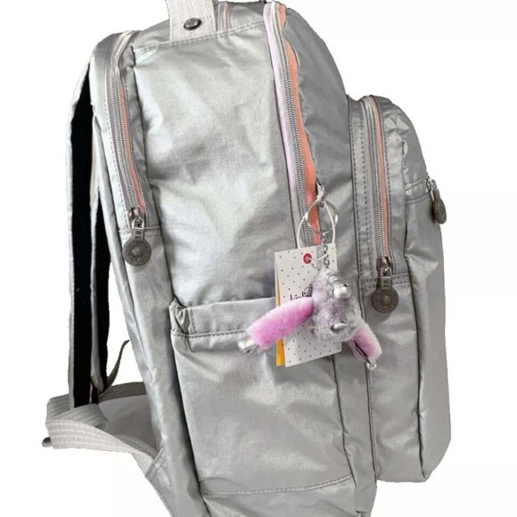brand new Extra Large 47cm xl 17" Laptop Kipling Seoul Backpack silver - Picture 3 of 12